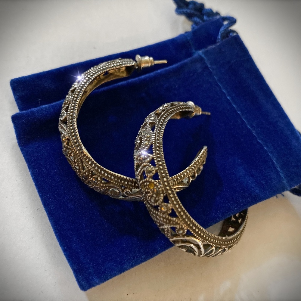 Lacy Marcasite Hoop Earrings